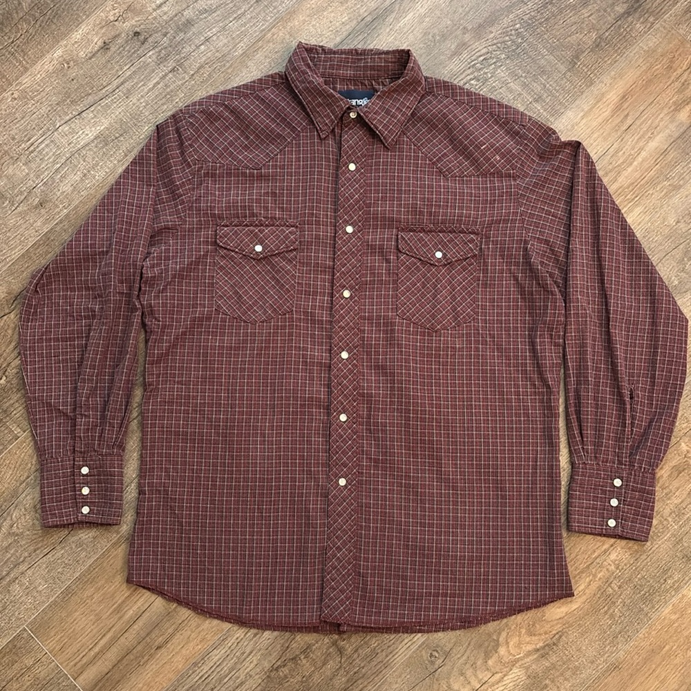 Wrangler Men’s Casual Button Down Shirt Western Yoke Pearl Snaps‎ Size L